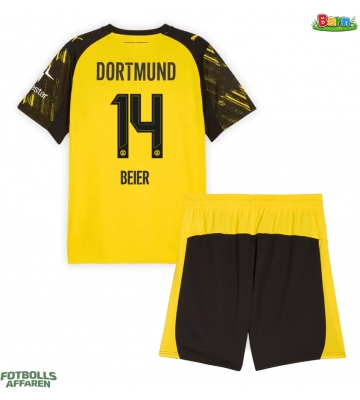 Borussia Dortmund Maximilian Beier #14 Hemmaställ Barn 2025-26 Kortärmad (+ Korta byxor)